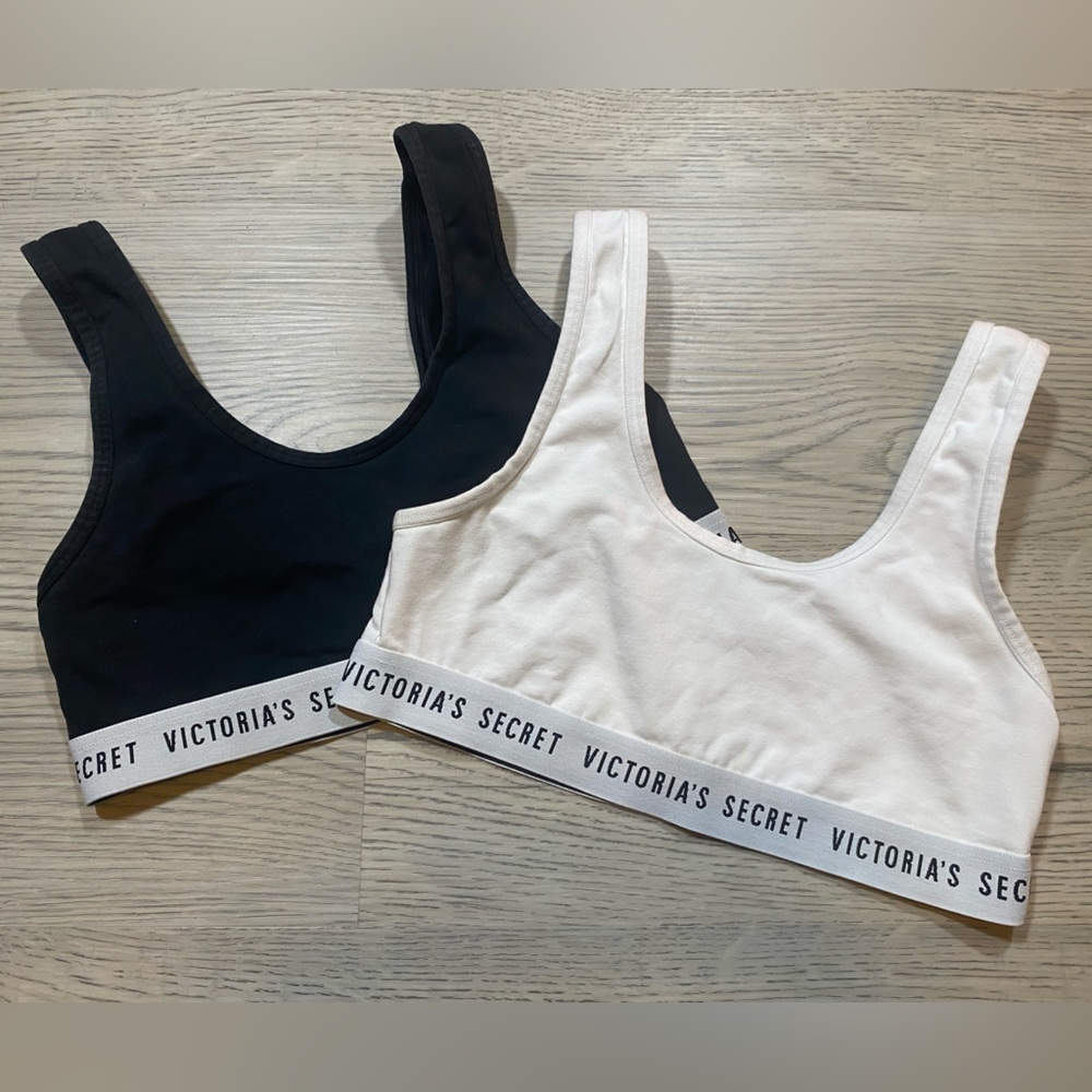 VS logo cotton bralettes M set of 2 🖤🤍